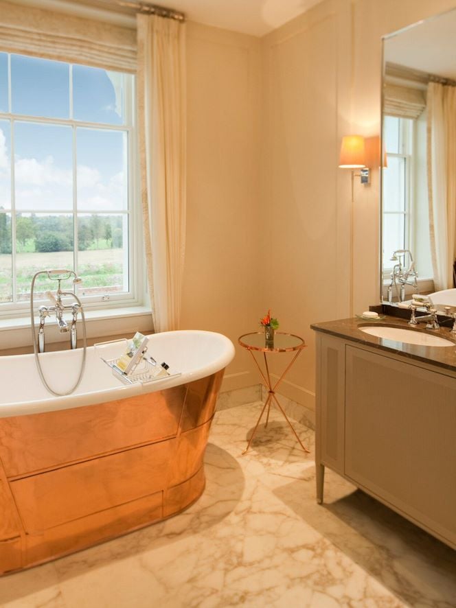 Mansion house deluxe room bathroom interior at Coworth Park, Ascot