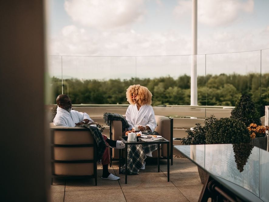The terrace in the Penthouse suite at 45 Park Lane.