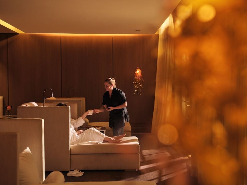 relaxation room moment with spa therapist